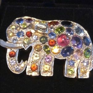 Silver handmade elephant - broach- pendant